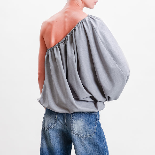 Tension in-One shoulder blouse with elasticated edges - light grey