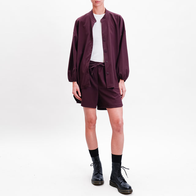 Tension in-Shirt over collar Korean drawstring - wine