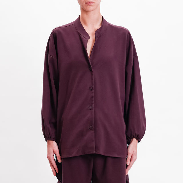 Tensione in-Camicia over collo coreana coulisse - vino