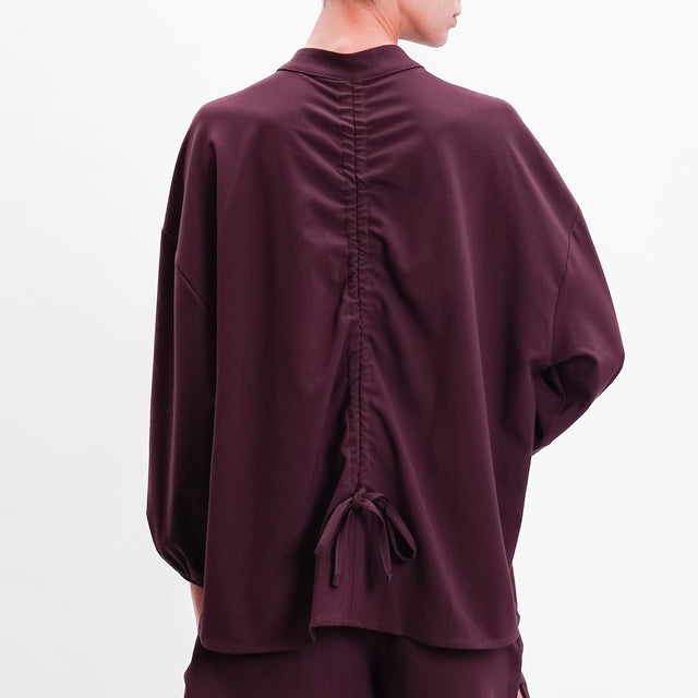 Tension in-Shirt over collar Korean drawstring - wine