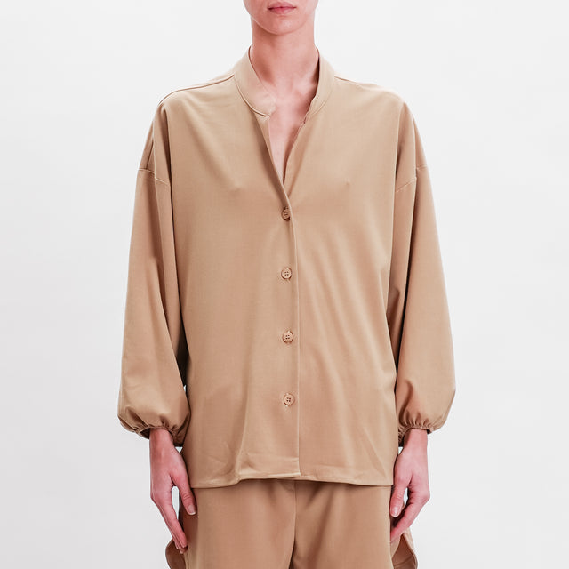 Tension in-Shirt over collar Korean drawstring - camel