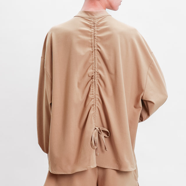 Tension in-Shirt over collar Korean drawstring - camel