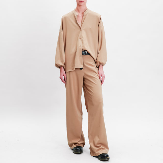 Tension in-Shirt over collar Korean drawstring - camel