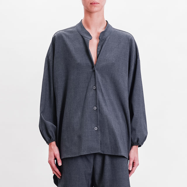 Tensione in-Camicia over collo coreana coulisse - grigio