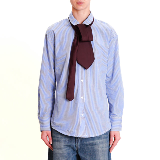 Tensione in-Camicia righe con cravatta - azzurro/bianco/bordeaux