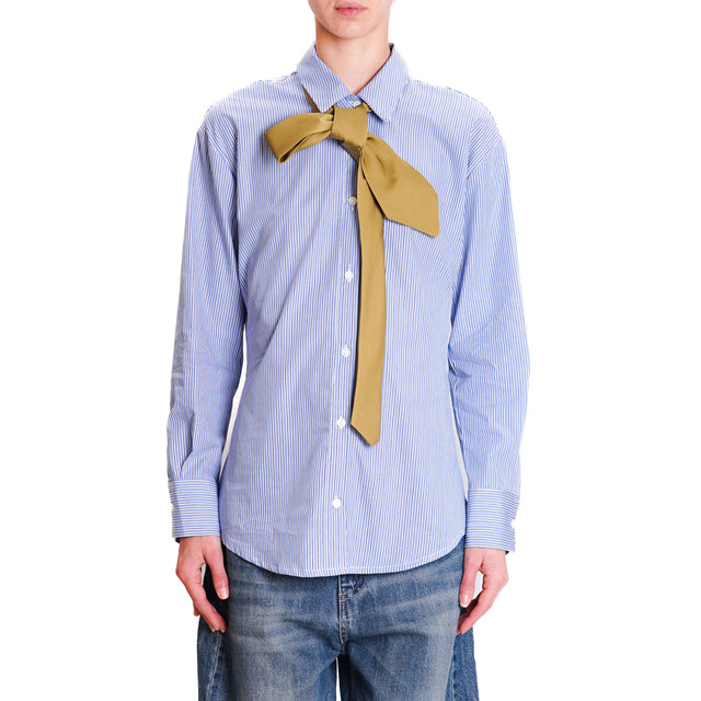 Tension in-Shirt stripes with tie - light blue/white/oil