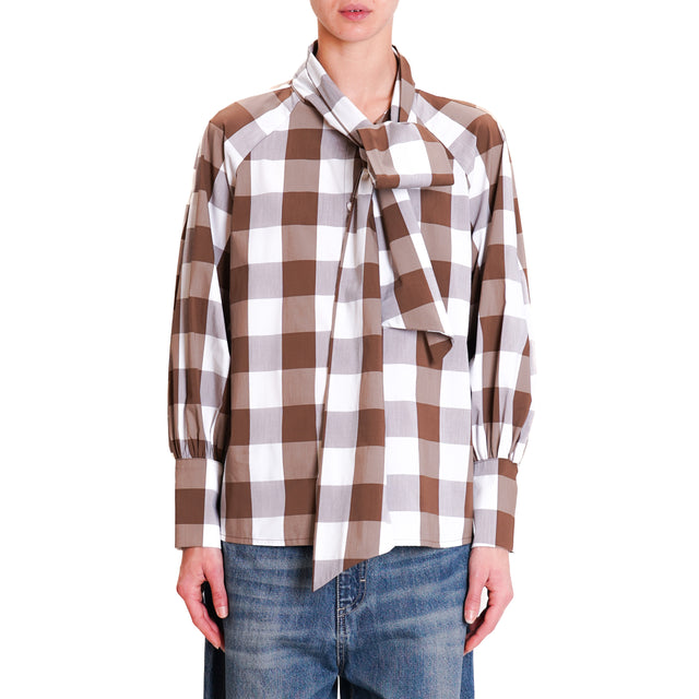 Tension in-Shirt checks - white/dark brown