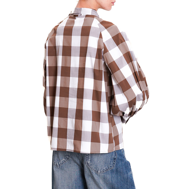 Tension in-Shirt checks - white/dark brown