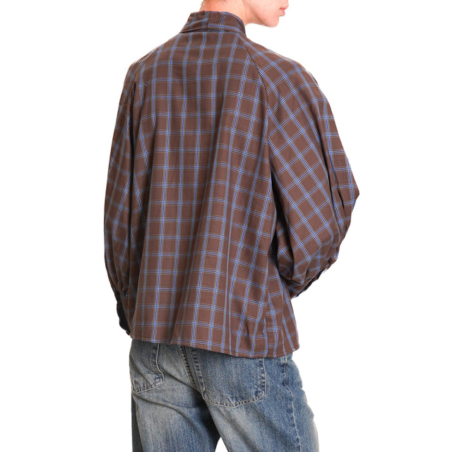 Tension in-Check Shirt with Bow - dark brown/light blue/purple