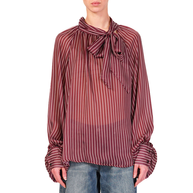 Tensione in-Blusa mussola righe - bordeaux/panna