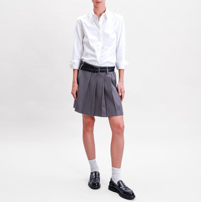 Tension in-Miniskirt pleated double belt - grey melange