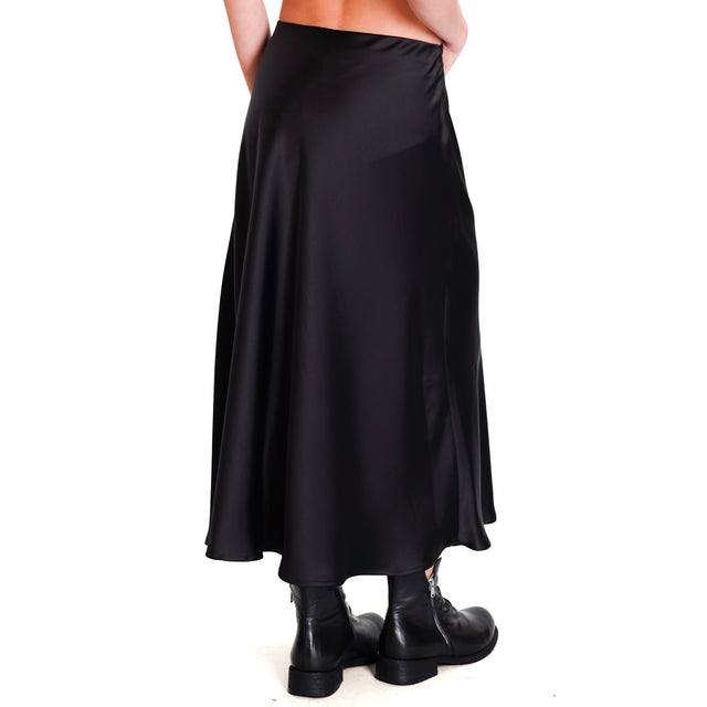 Tension in-Skirt satin elastic waist - black