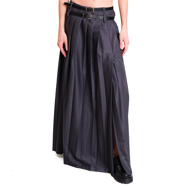 Tension in-Skirt pleated side slit - grey