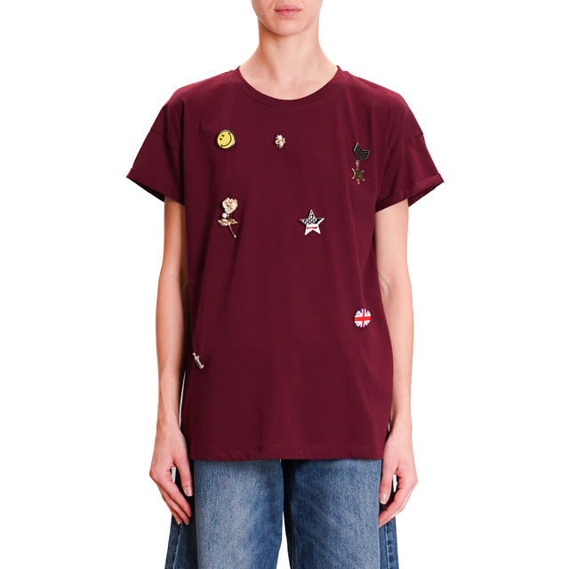 Tensione in-T-shirt con spille - Bordeaux