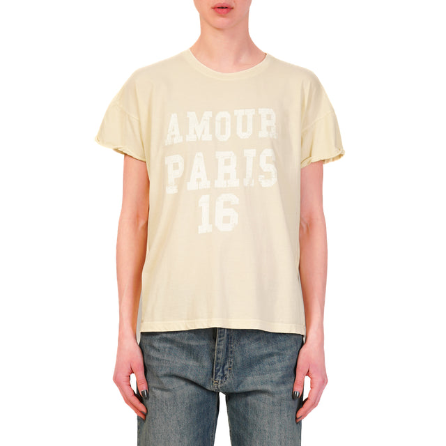 Tensione in-T-shirt "AMOUR PARIS" - giallo