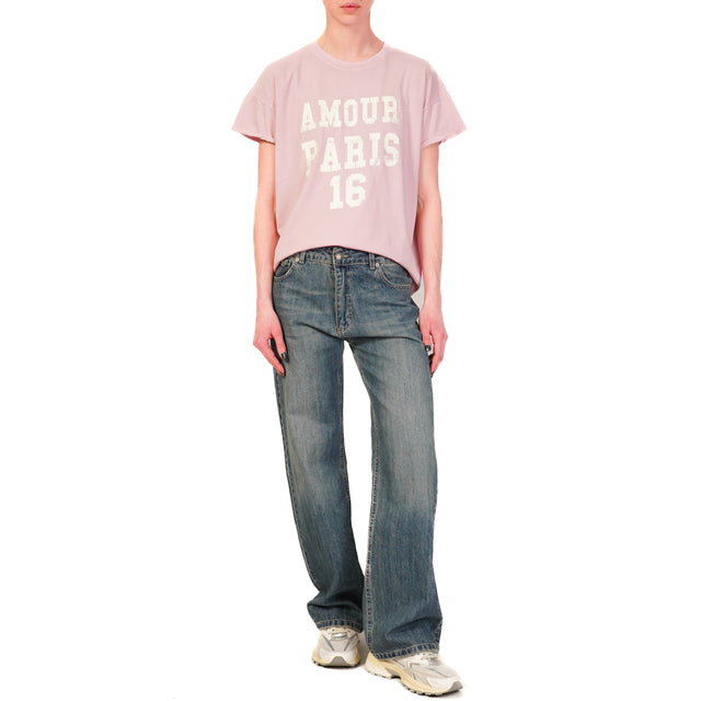 Tensione in-T-shirt "AMOUR PARIS" - rosa