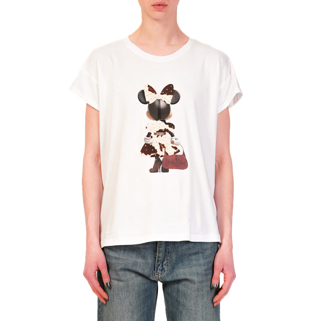 Tensione in-T-shirt MINNIE cow print - bianco