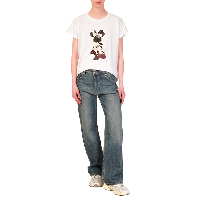 Tensione in-T-shirt MINNIE cow print - bianco