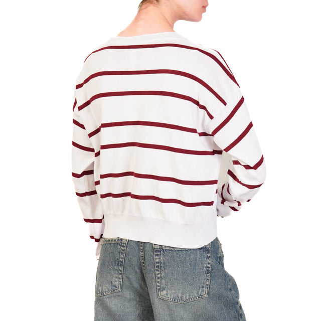 Tensione in-Maglia righe in cotone - bianco/bordeaux