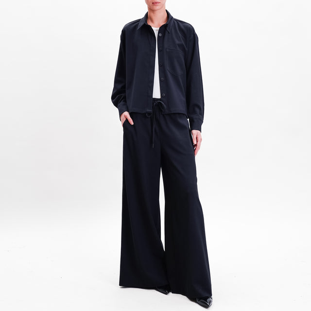 Tensione in-Pantalone palazzo con coulisse - nero