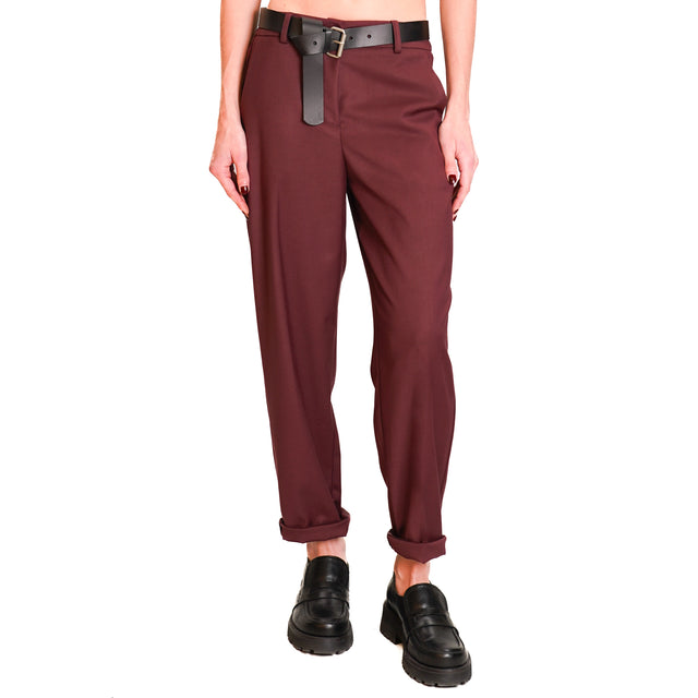 Tensione in-Pantalone con cintura elastico dietro - Bordeaux