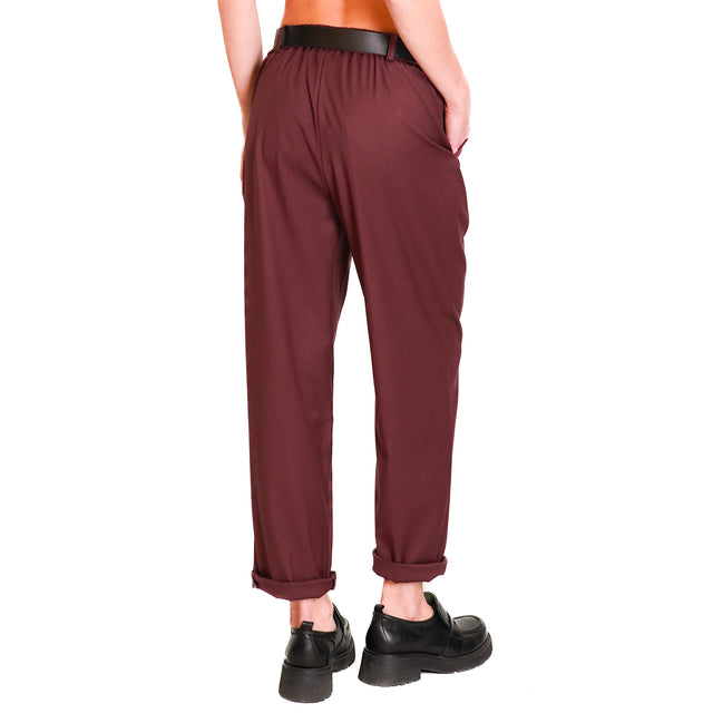 Tensione in-Pantalone con cintura elastico dietro - Bordeaux