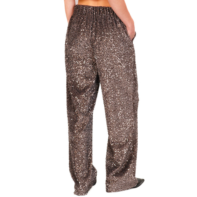 Tensione in-Pantalone velluto con paillettes - moro