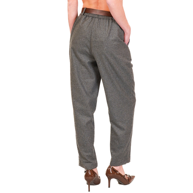 Tension in-Pantalone flannel elastic back - grey