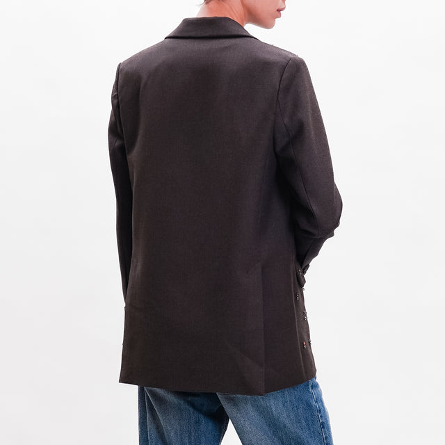 Tension in-Jacket 2 buttons with applications - dark brown