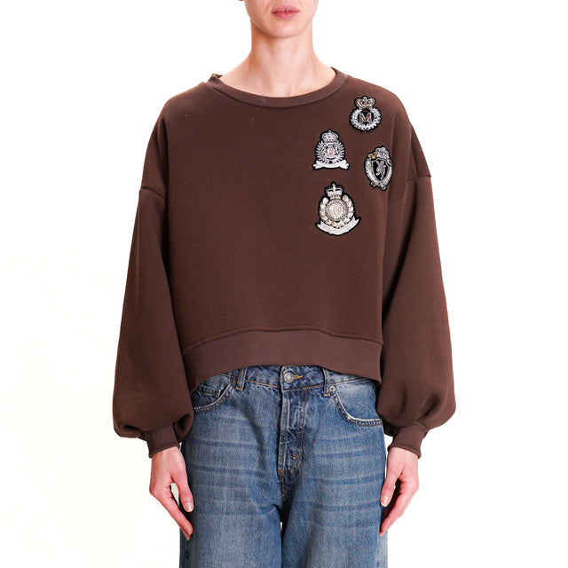 Tension in-Crop sweatshirt with patch- moro