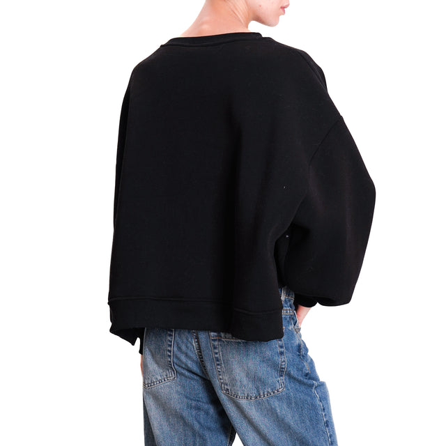 Tension in-Crop sweatshirt with patch- black