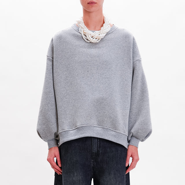 Tension in-Felpa over with pearl necklace - melange grey