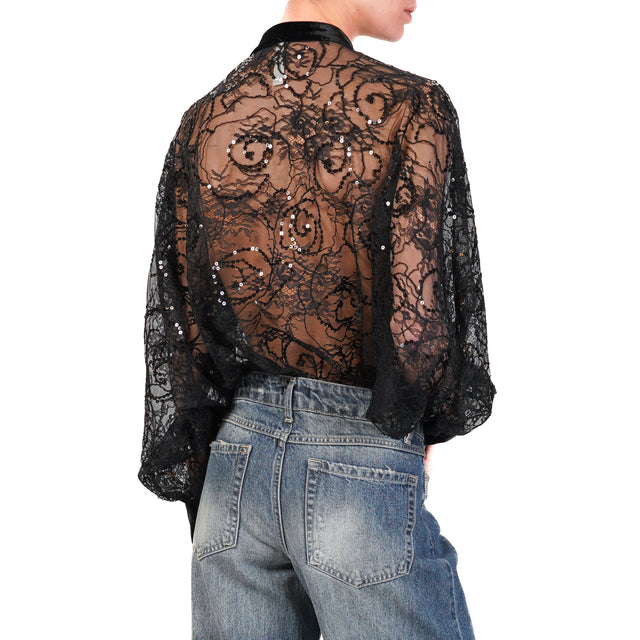 Tensione in-Body in pizzo con paillettes - nero