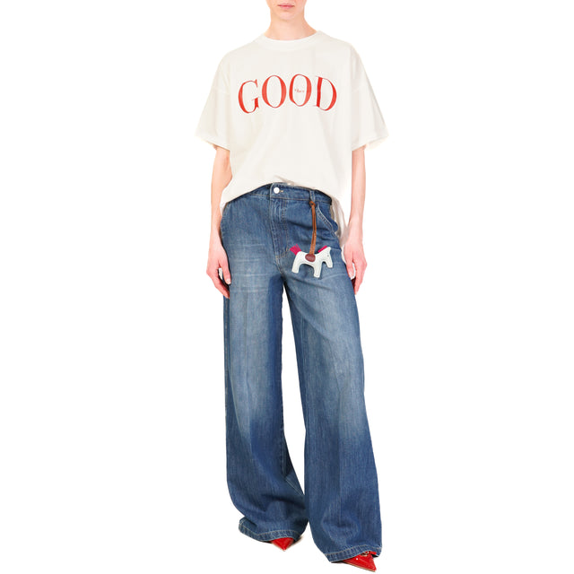 Tensione in-Jeans DORA wide leg con charm - denim