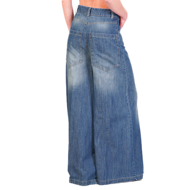 Tensione in-Jeans DORA wide leg con charm - denim