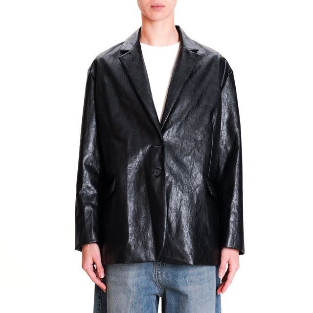 Tension in-Oversized faux leather jacket - black