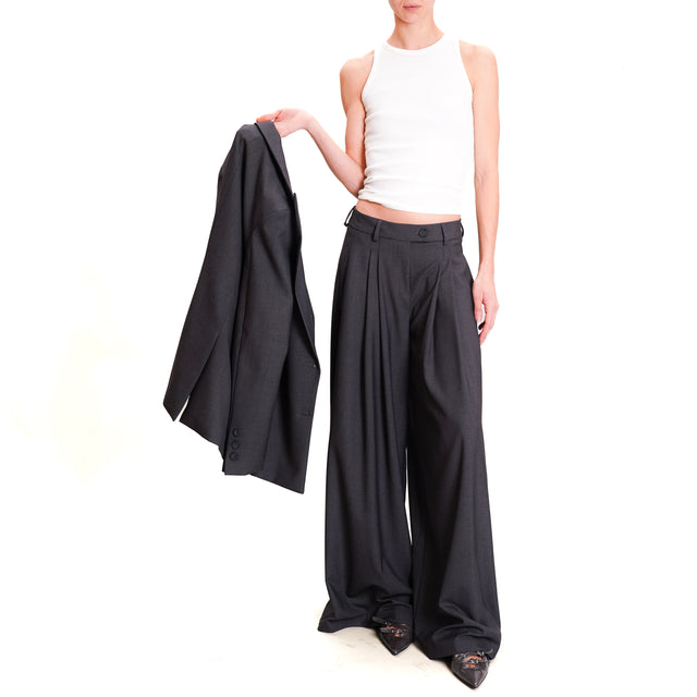 Tensione in-Pantalone palazzo con pinces - antracite