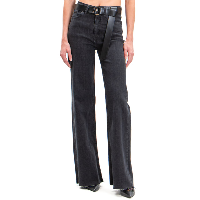 Tension in-Jeans wide leg stretch cotton - black