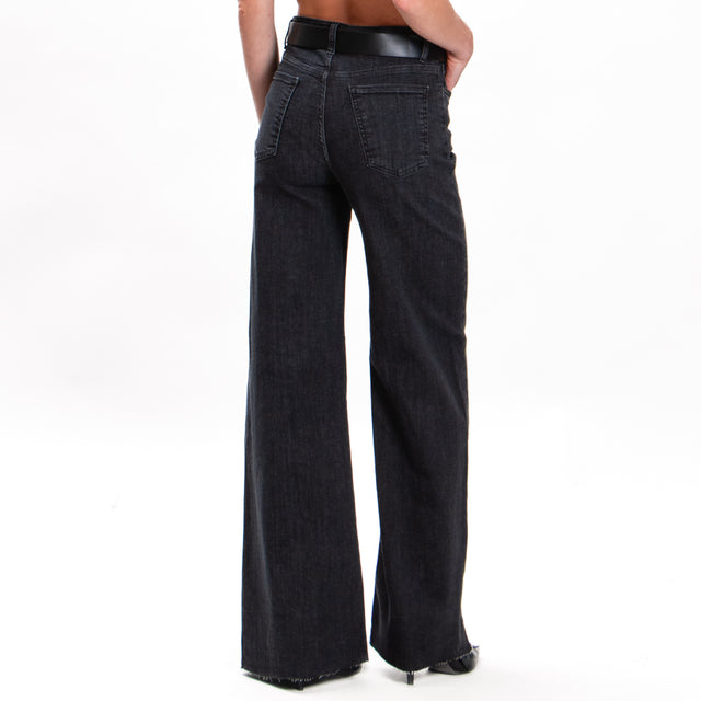 Tensione in-Jeans wide leg cotone elasticizzato - nero