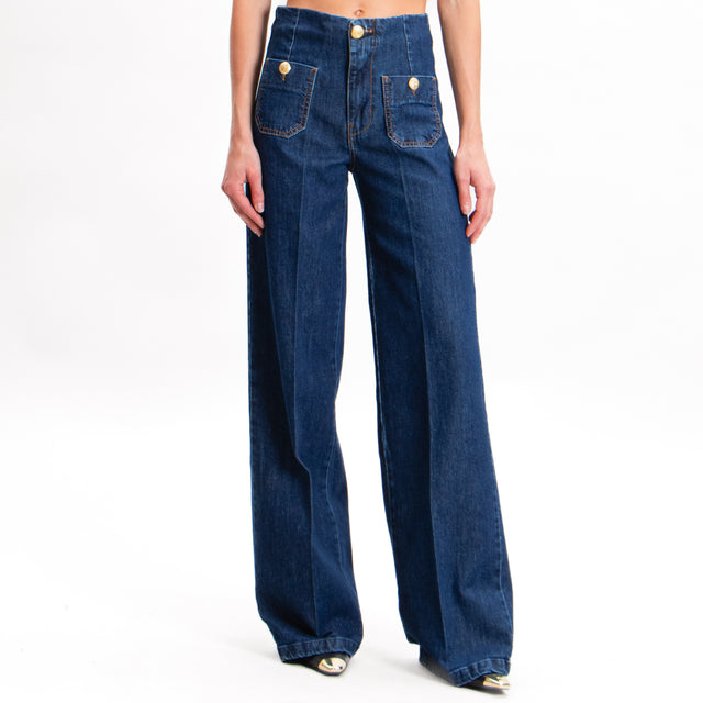 Tension in-Jeans high waist gold buttons - blue denim