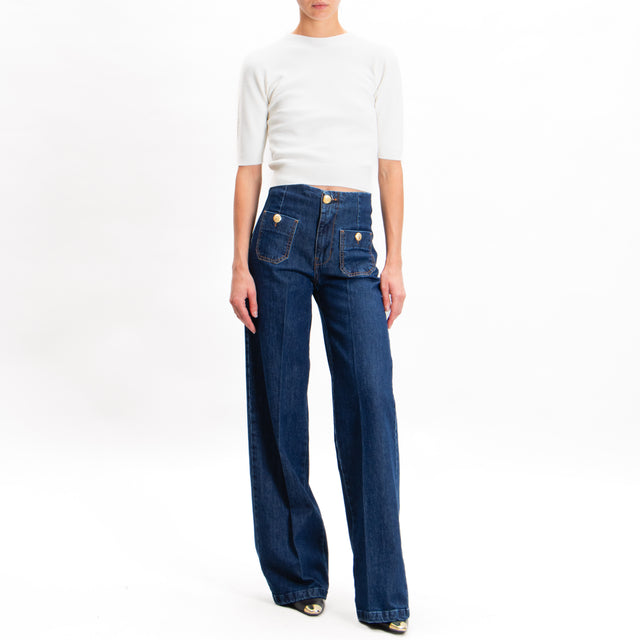 Tension in-Jeans high waist gold buttons - blue denim