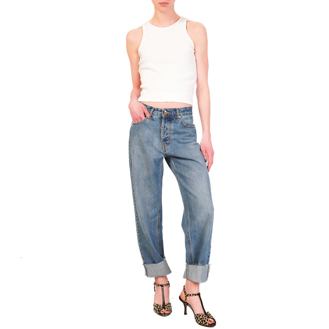 Tensione in-Jeans baggy taglio vivo - denim