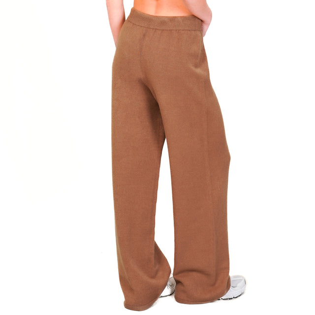 Tensione in-Pantalone in maglia con elastico - camel