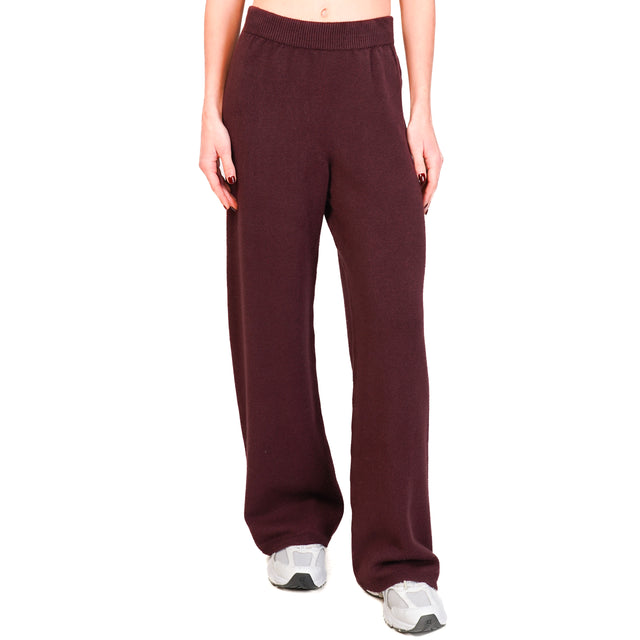 Tensione in-Pantalone in maglia con elastico - Bordeaux