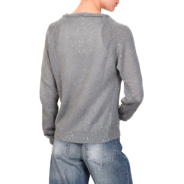 Tensione in-Cardigan mohair con micro paillettes - grigio