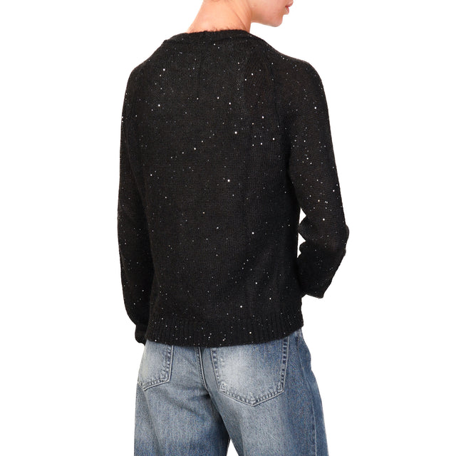 Tensione in-Cardigan mohair con micro paillettes - nero