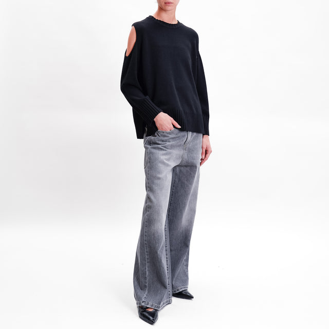 Tensione in-Jeans wide leg - grigio