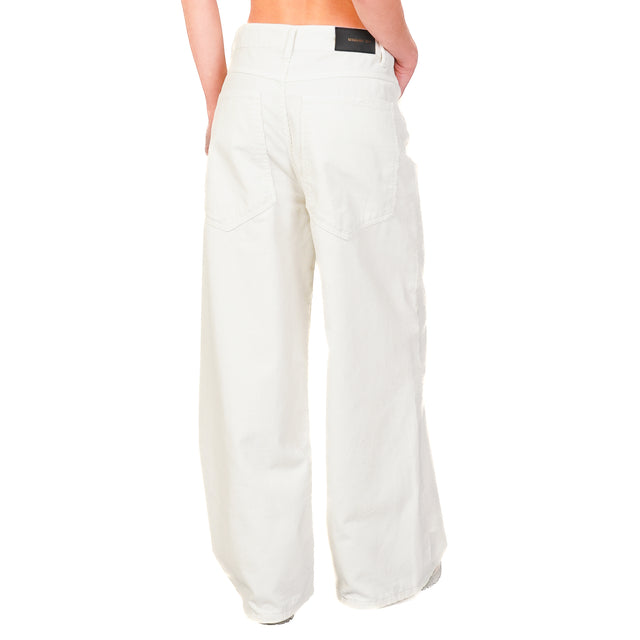 Tensione in-Pantalone GIUSI velluto superpocket - latte