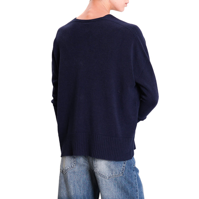 Tensione in-Cardigan bordi a coste - blu