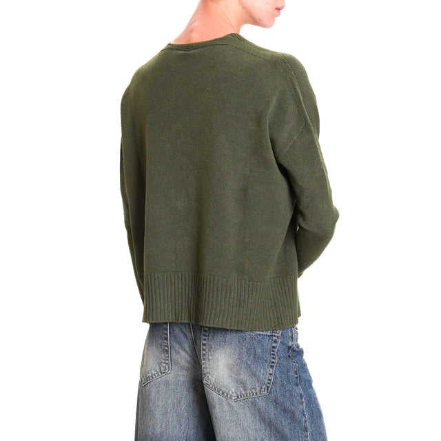 Tension in-Cardigan ribbed edges - military